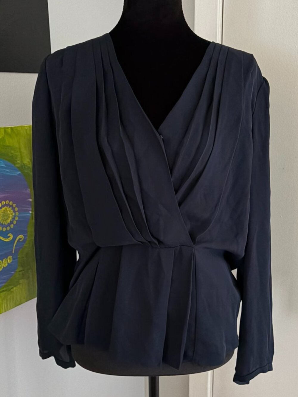 Rebecca Taylor Blue Silk Peplum Top